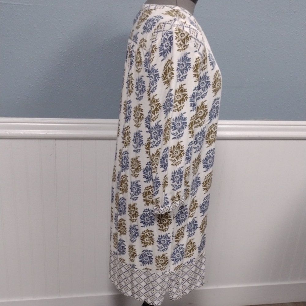 LOFT Long Sleeve Dress - Blue and Gold Floral - Picture 5 of 15